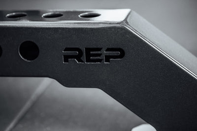 Close-up of Front Foot Extension Pair 2.0 with REP branding