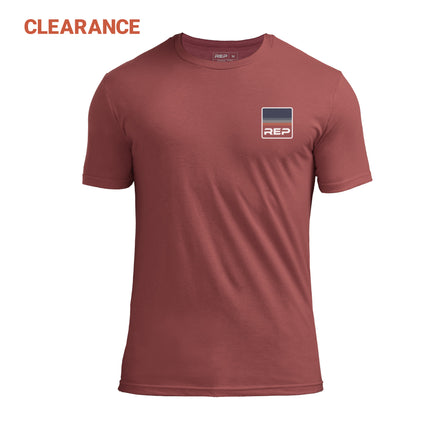 The REP Fitness Rise Tri-Blend Crew T-Shirt in Heather Russet/Blue front in Clearance