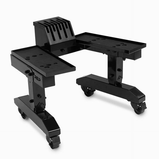Metallic black REP® Adjustable Dumbbell Stand for REP® x PÉPIN™ FAST Series™ adjustable dumbbells