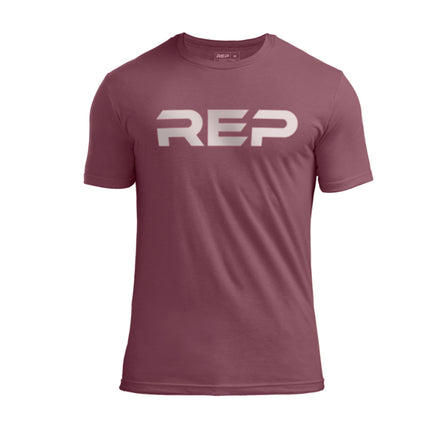 The REP Fitness Men's Daily Driver 2.0 Tri-Blend Crew T-Shirt in Heather Maroon/White front