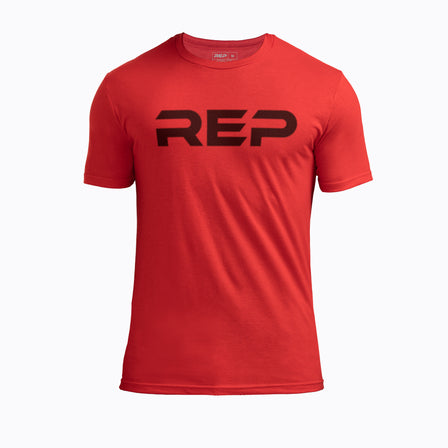 The REP Fitness Men's Daily Driver 2.0 Tri-Blend Crew T-Shirt in Heather Red/Black front