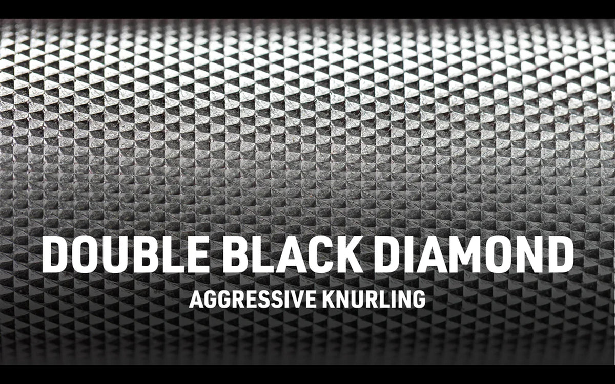 Close-up image of REP Double Black Diamond aggressive mountain-style knurling