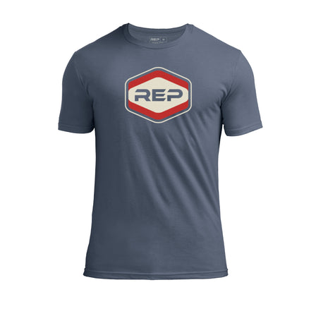 The REP Fitness Octane Tri-Blend Crew T-Shirt in Heather Navy/Cream front