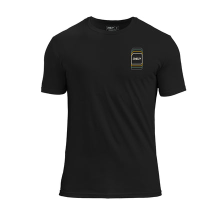 The REP Fitness Repetition Tri-Blend Crew T-Shirt in Heather Black/Tan front
