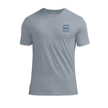 The REP Fitness Repetition Tri-Blend Crew T-Shirt in Heather Flint/Blue front