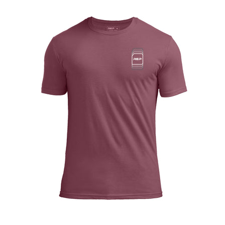 The REP Fitness Repetition Tri-Blend Crew T-Shirt in Heather Maroon/White front