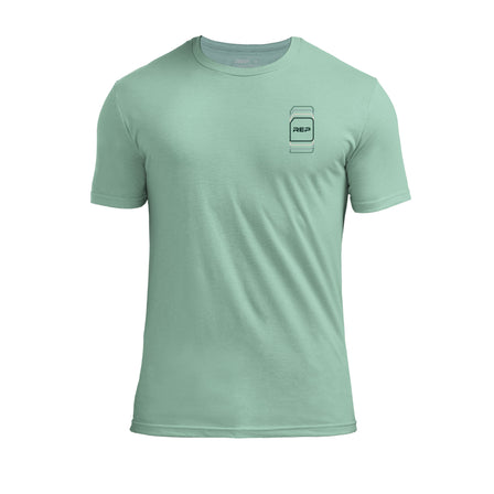 The REP Fitness Repetition Tri-Blend Crew T-Shirt in Heather Sage/Green front