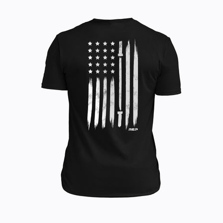The REP Fitness Men's USA Tri-Blend Crew T-Shirt in Heather Black/White back