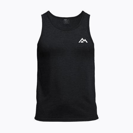 The REP Fitness Men's Peak Tri-Blend Tank in Heather Black/White front, flat lay