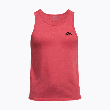 The REP Fitness Men's Peak Tri-Blend Tank in Heather Red/Black front