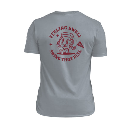 The REP Fitness Men's Feeling Swell Tri-Blend Crew T-Shirt in Heather Flint/Maroon back