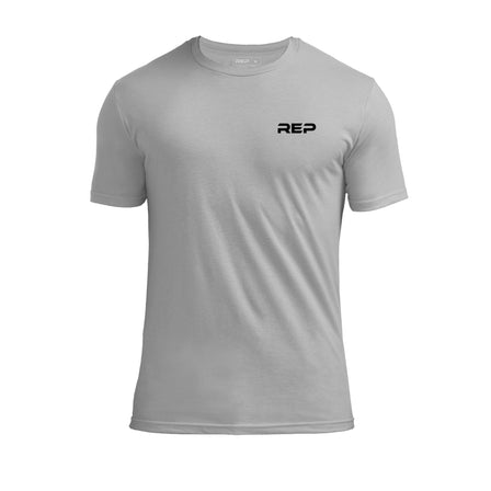The REP Short-sleeve Tri-Blend Crew T-Shirt in Heather Gray/Black front