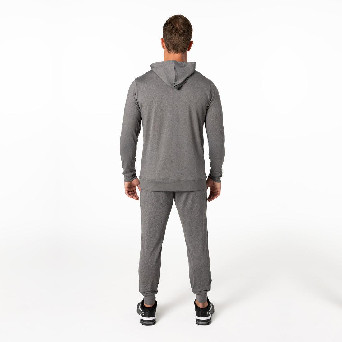 The REP Fitness Men's Apollo Hoodie in Heather Cool Gray back