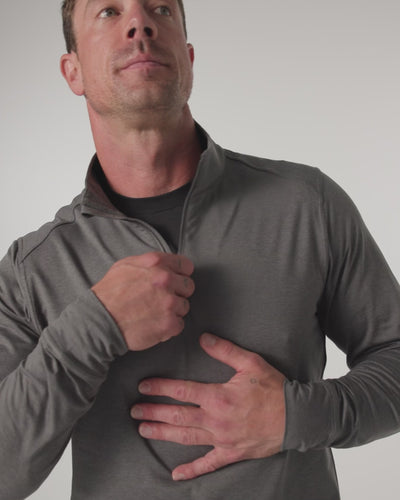 The REP Fitness Men's Apollo Half Zip in Heather Black, Heather Cool Gray video