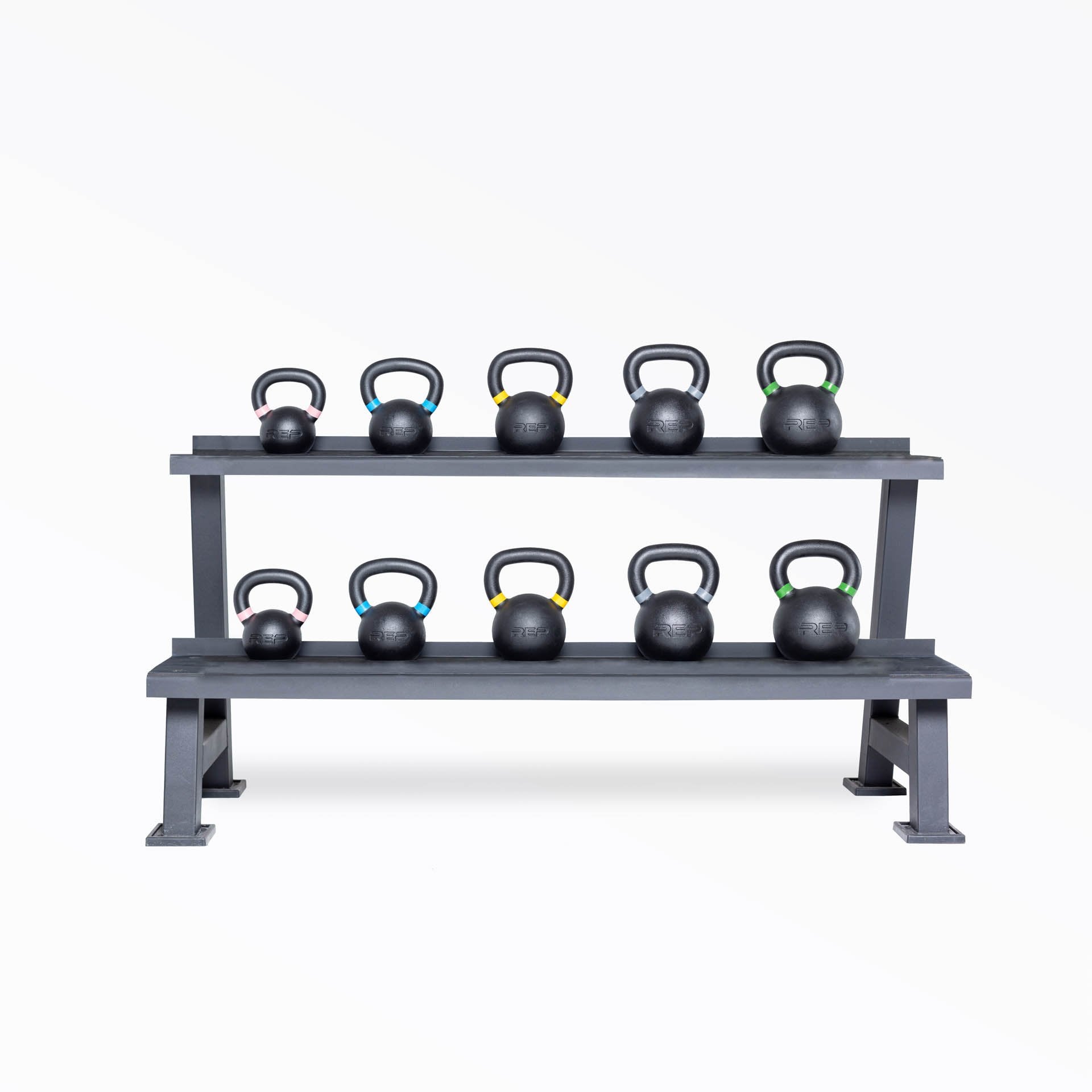 Double 8-24kg kettlebell set on a rack